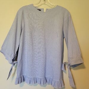 NEW Made of Emotion Blue and White Stripe Top Woman's Size XL
